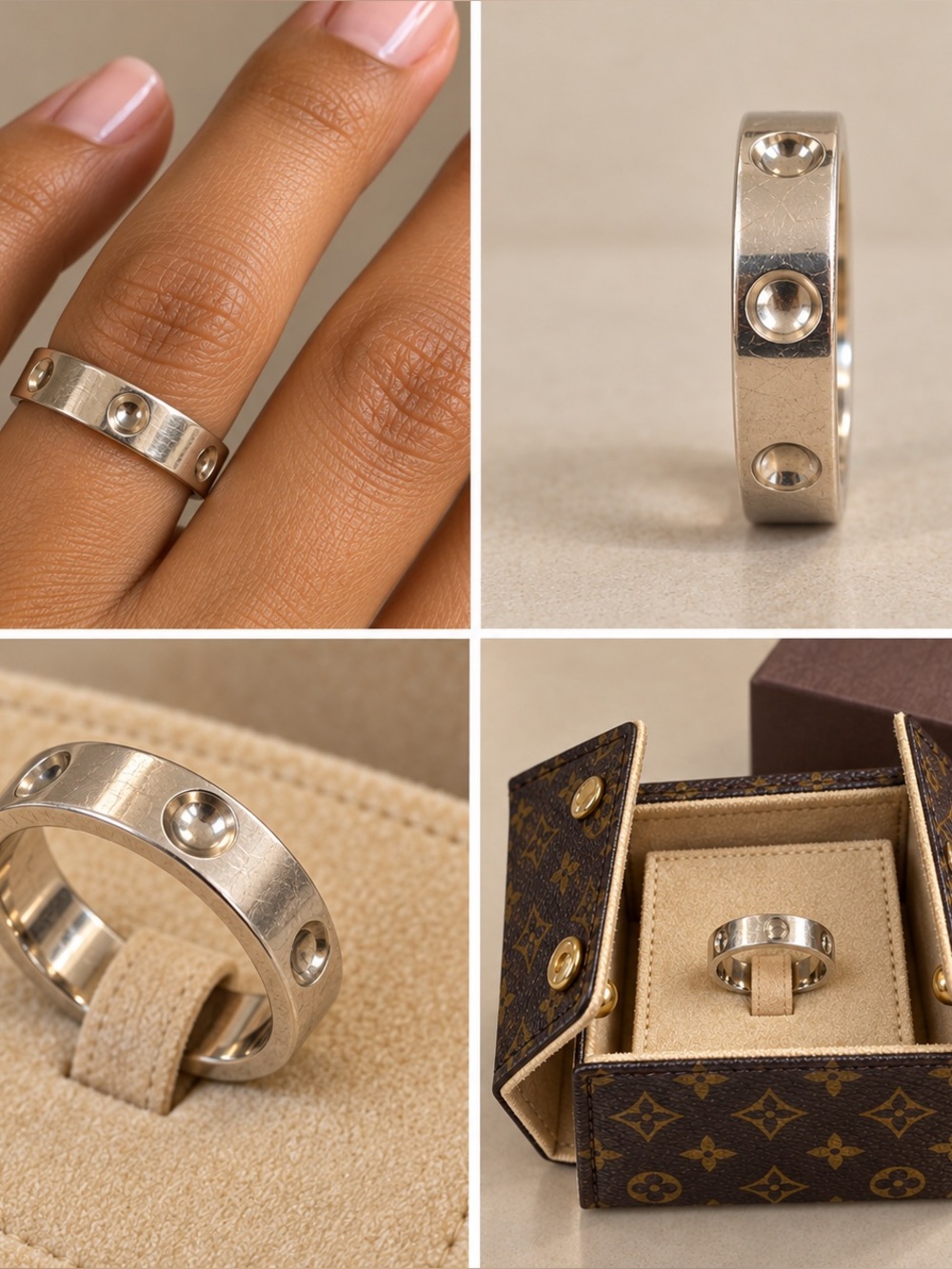 Louis Vuitton 18K White Gold Ring • Size 55 • With Case & Gift Bag